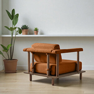 Eymense Pia Tekli Koltuk + Puf Turuncu