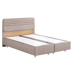 Mila İkili Set, Mila Çift Kişilik Baza Başlık Seti - Açık Kahve