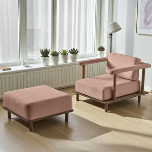 Pia Tekli Koltuk + Puf Pembe Pembe