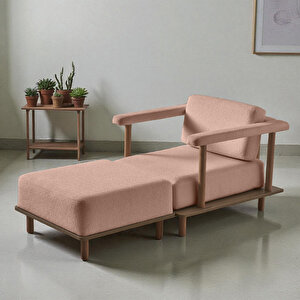 Pia Tekli Koltuk + Puf Pembe Pembe