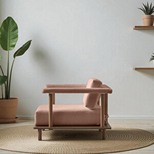 Eymense Pia Tekli Koltuk + Puf Pembe