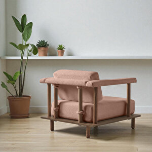 Eymense Pia Tekli Koltuk + Puf Pembe