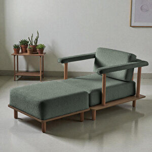 Pia Tekli Koltuk + Puf Yeşil Yeşil