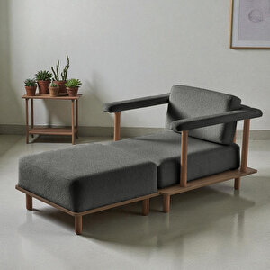 Pia Tekli Koltuk + Puf Antrasit Antrasit