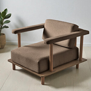 Eymense Pia Tekli Koltuk + Puf Kahverengi