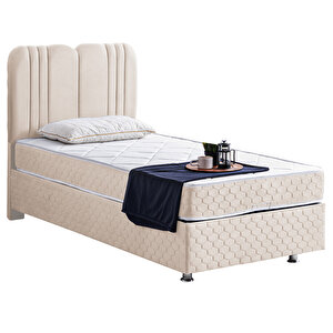 Paul Tek Kişilik Baza Başlık Orthosoft Yatak Seti - Krem 90x190 cm