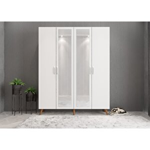 Süper Dört Kapaklı Portmanto Ceviz& Beyaz P.d.s_7_180cm 180 cm