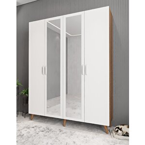 Süper Dört Kapaklı Portmanto Ceviz& Beyaz P.d.s_7_180cm 180 cm