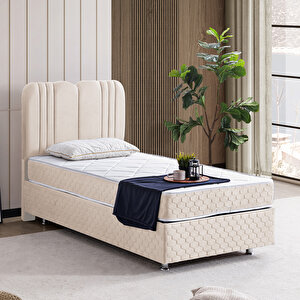 Paul Tek Kişilik Baza Başlık Orthosoft Yatak Seti - Krem 120x200 cm