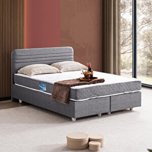 Mila İkili Set, Mila Çift Kişilik Baza Başlık Seti - Gri 140x190 cm