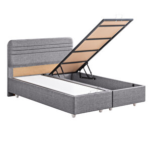 Mila İkili Set, Mila Çift Kişilik Baza Başlık Seti - Gri 140x190 cm