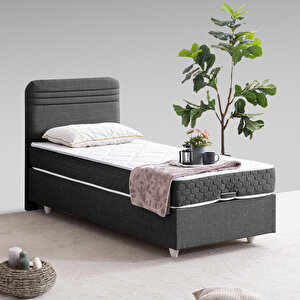 Mila Tek Kişilik Baza Başlık Orthosoft Yatak Seti - Antrasit