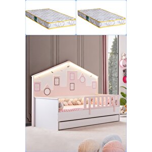 City Yavrulu Montessori Yatak Panolu Korkuluklu + 1 Adet Comfort Yatak