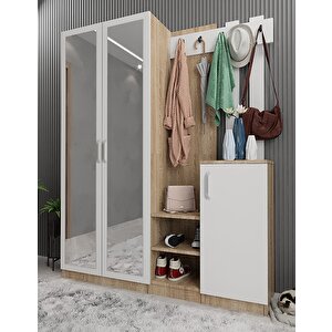 Life Dört Kapaklı Portmanto Meşe&beyaz P.d.l_11_140cm 140 cm