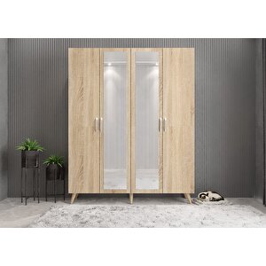 Süper Dört Kapaklı Portmanto Meşe P.d.s_5_140cm 140 cm