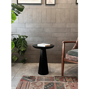 Tekli Zigon Mantar Sehpa Mushroom | Masif Ahşap Modern Yan Sehpa (siyah) Siyah