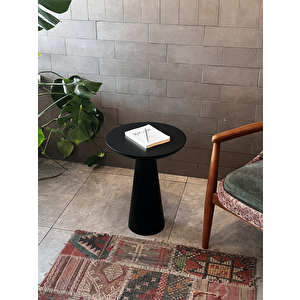 Tekli Zigon Mantar Sehpa Mushroom | Masif Ahşap Modern Yan Sehpa (siyah) Siyah