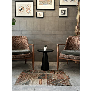 Tekli Zigon Mantar Sehpa Mushroom | Masif Ahşap Modern Yan Sehpa (siyah)