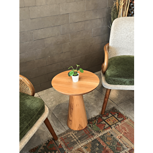 Tekli Zigon Mantar Sehpa Mushroom | Masif Ahşap Modern Yan Sehpa (kayın) Kayın