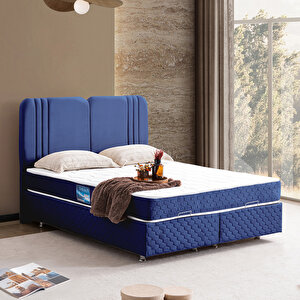 Paul İkili Set, Çift Kişilik Baza Başlık Seti - Lacivert 150x200 cm