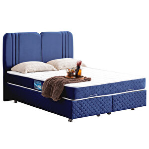 Paul İkili Set, Çift Kişilik Baza Başlık Seti - Lacivert 150x200 cm