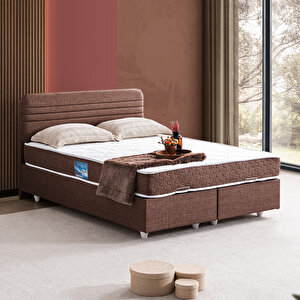 Mila İkili Set, Mila Çift Kişilik Baza Başlık Seti - Koyu Kahve 160x200 cm