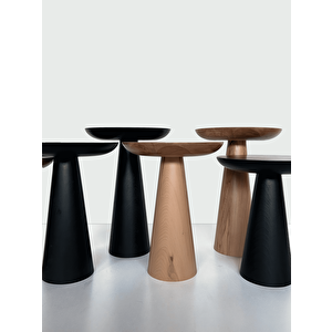 3'lü Zigon Mantar Sehpa Mushroom | Masif Ahşap Modern Yan Sehpa Takımı (kayın)