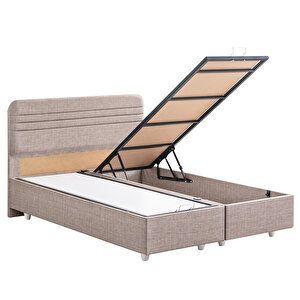 Mila Çift Kişilik Baza Başlık Orthosoft Yatak Seti - Açık Kahve 180x200 cm