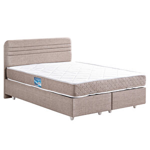 Mila Çift Kişilik Baza Başlık Orthosoft Yatak Seti - Açık Kahve 150x200 cm