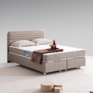 Mila Çift Kişilik Baza Başlık Orthosoft Yatak Seti - Açık Kahve