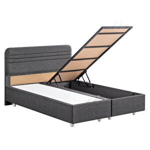 Mila İkili Set, Mila Çift Kişilik Baza Başlık Seti - Antrasit 150x200 cm