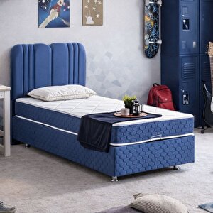 Paul Ikili Set, Tek Kişilik Baza Başlık Seti - Lacivert 90x190 cm