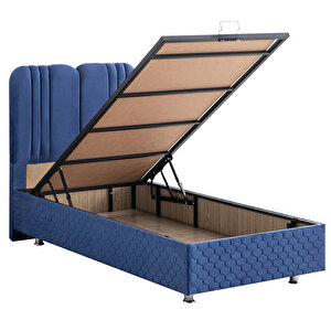 Paul Ikili Set, Tek Kişilik Baza Başlık Seti - Lacivert 90x190 cm