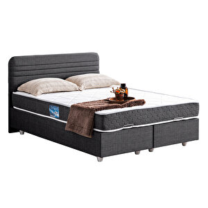 Mila İkili Set, Mila Çift Kişilik Baza Başlık Seti - Antrasit 180x200 cm