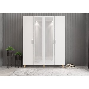 Süper Dört Kapaklı Portmanto Meşe&beyaz P.d.s_11_140cm 140 cm