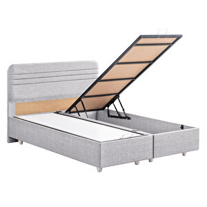 Mila İkili Set, Mila Çift Kişilik Baza Başlık Seti - Açık Gri 180x200 cm