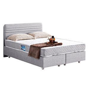 Mila İkili Set, Mila Çift Kişilik Baza Başlık Seti - Açık Gri 140x190 cm