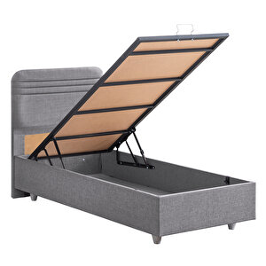 Mila Tek Kişilik Baza Başlık Orthosoft Yatak Seti - Gri 90x190 cm