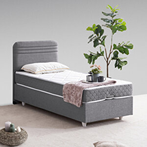 Mila Tek Kişilik Baza Başlık Orthosoft Yatak Seti - Gri