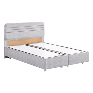 Mila İkili Set, Mila Çift Kişilik Baza Başlık Seti - Açık Gri