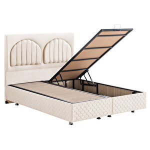 Walter İkili Set, Walter Çift Kişilik Baza Başlık Seti - Krem 140x190 cm