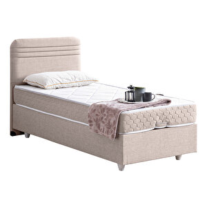 Mila İkili Set, Mila Tek Kişilik Baza Başlık Seti - Krem 90x190 cm