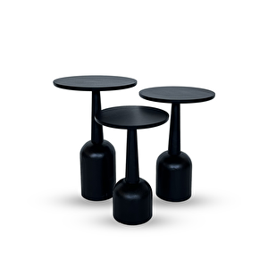 3’lü Zigon Mantar Sehpa Terra| Masif Ahşap Modern Yan Sehpa Takımı