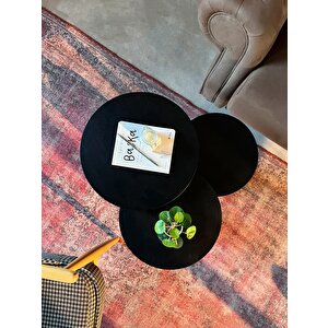 3’lü Zigon Mantar Sehpa Terra| Masif Ahşap Modern Yan Sehpa Takımı