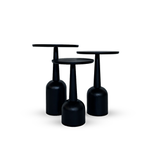 3’lü Zigon Mantar Sehpa Terra| Masif Ahşap Modern Yan Sehpa Takımı