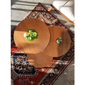 3’lü Zigon Mantar Sehpa Terra| Masif Ahşap Modern Yan Sehpa Takımı