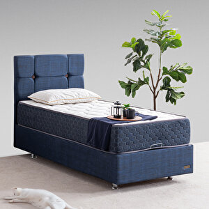 Marta Tek Kişilik Baza Başlık Deluxe Yatak Seti - Lacivert