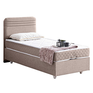 Mila Tek Kişilik Baza Başlık Orthosoft Yatak Seti - Açık Kahve 90x190 cm