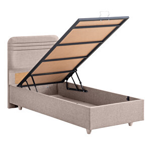 Mila Tek Kişilik Baza Başlık Orthosoft Yatak Seti - Açık Kahve 90x190 cm