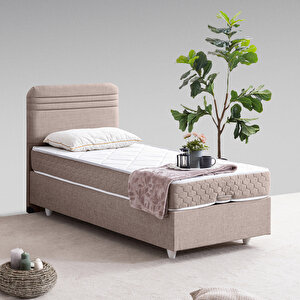 Mila Tek Kişilik Baza Başlık Orthosoft Yatak Seti - Açık Kahve